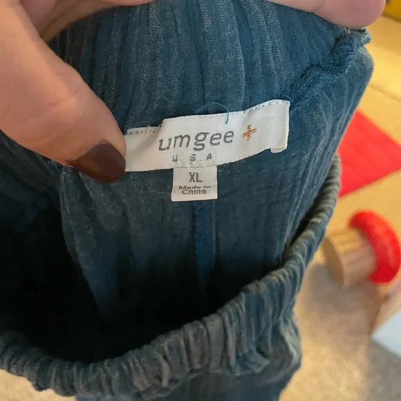 Umgee Teal Textured Pants - Picture 3 of 3